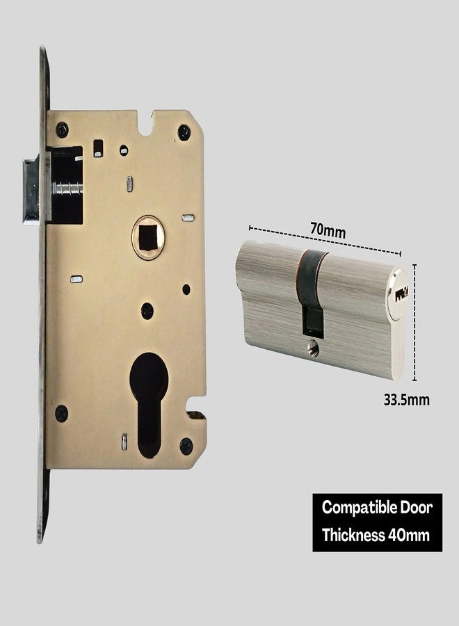 Atom Heavy Duty Mortise Door Lock with Both Sided Key for Bedroom, Living Room, Main Door, Silver Satin Finish | 3 Keys | Lockset for House Hotel Office(FORTUNECYBSK) - Image 5